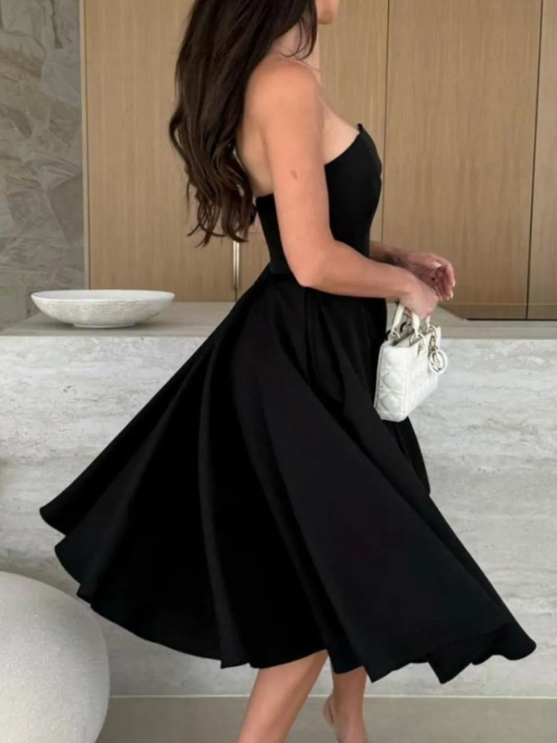 Side strapless midi dress