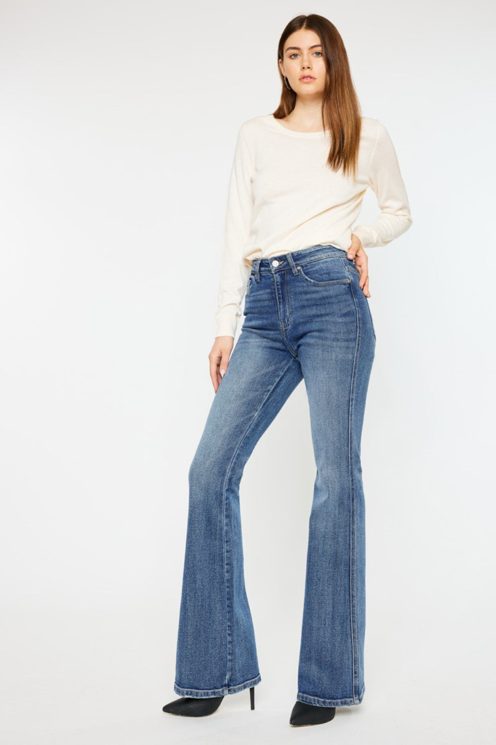 Cat’s Whiskers High Waist Flare Jeans - Kancan - Jeans