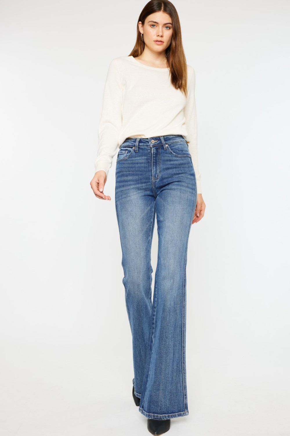 Cat’s Whiskers High Waist Flare Jeans - Kancan - Jeans