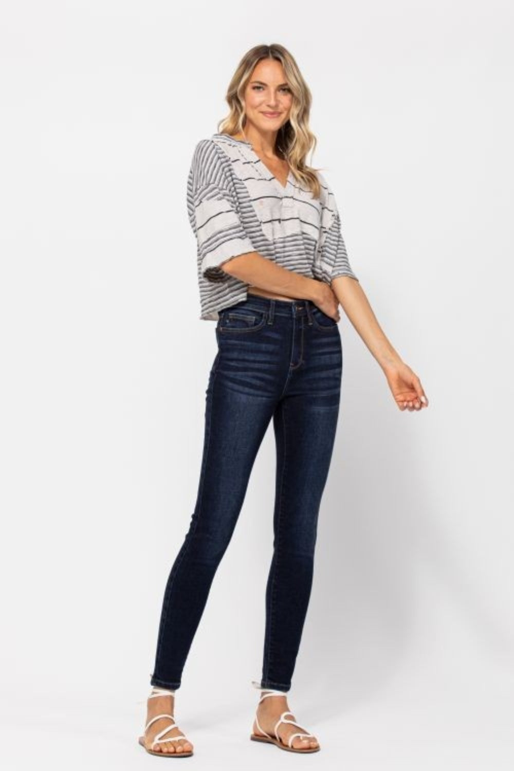 High Waist Handsand Skinny Jeans - Judy Blue - Jeans