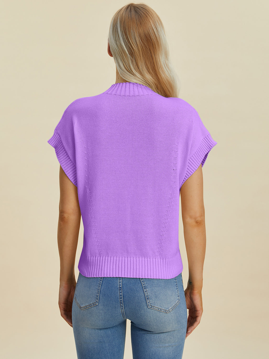 Mock Neck Short Sleeve Sweater - Double Take - Tops