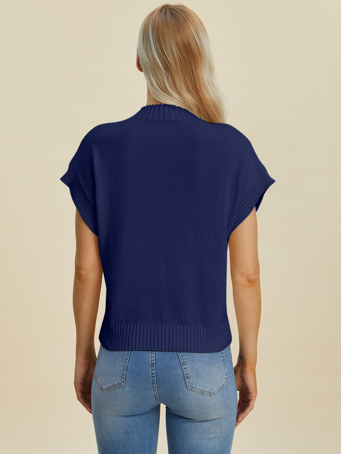 Mock Neck Short Sleeve Sweater - Double Take - Tops