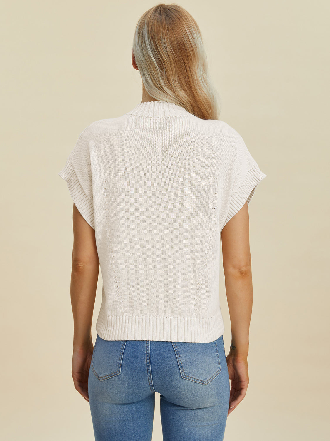 Mock Neck Short Sleeve Sweater - Double Take - Tops