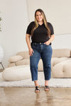 RFM Full Size Tummy Control High Waist Raw Hem Jeans - Dark Potassium w/ destruct / 23