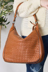 SHOMICO Weaved Vegan Leather Handbag - TAN / One Size