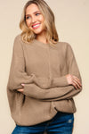 Side Slit Texture Asymmetric Sweater - Haptics - Taupe / S - sweater