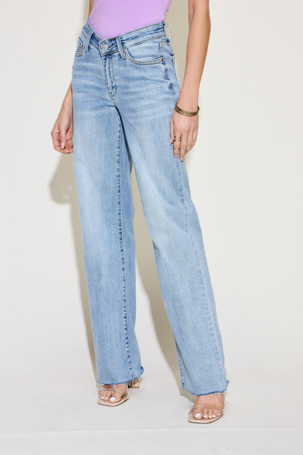 V Front Waistband Straight Jeans - Judy Blue - Jeans