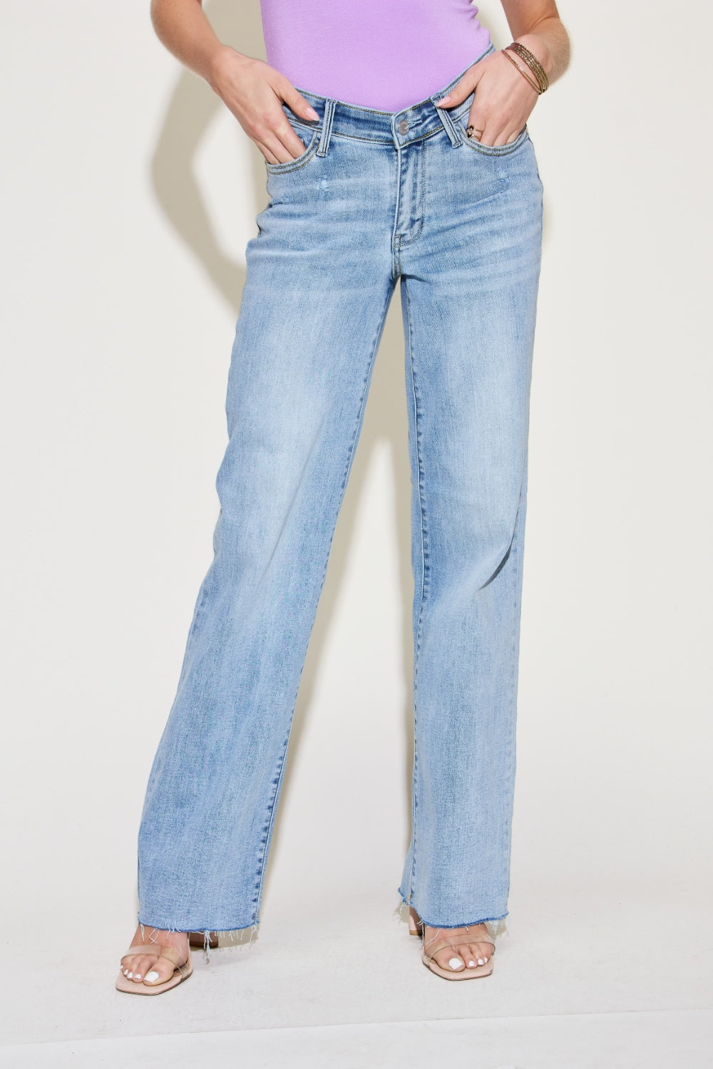 V Front Waistband Straight Jeans - Judy Blue - Jeans