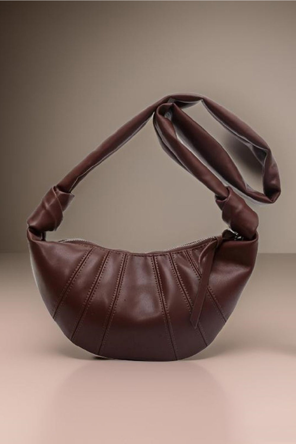 Zenana Vegan Leather Croissant Crossbody Bag - Brown / One Size