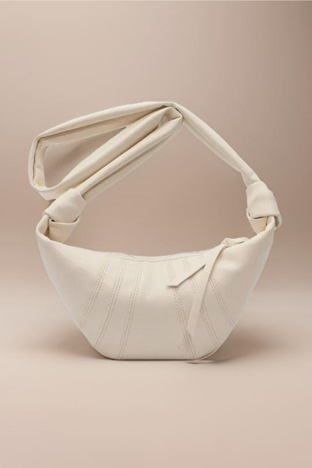 Zenana Vegan Leather Croissant Crossbody Bag - Ivory / One Size